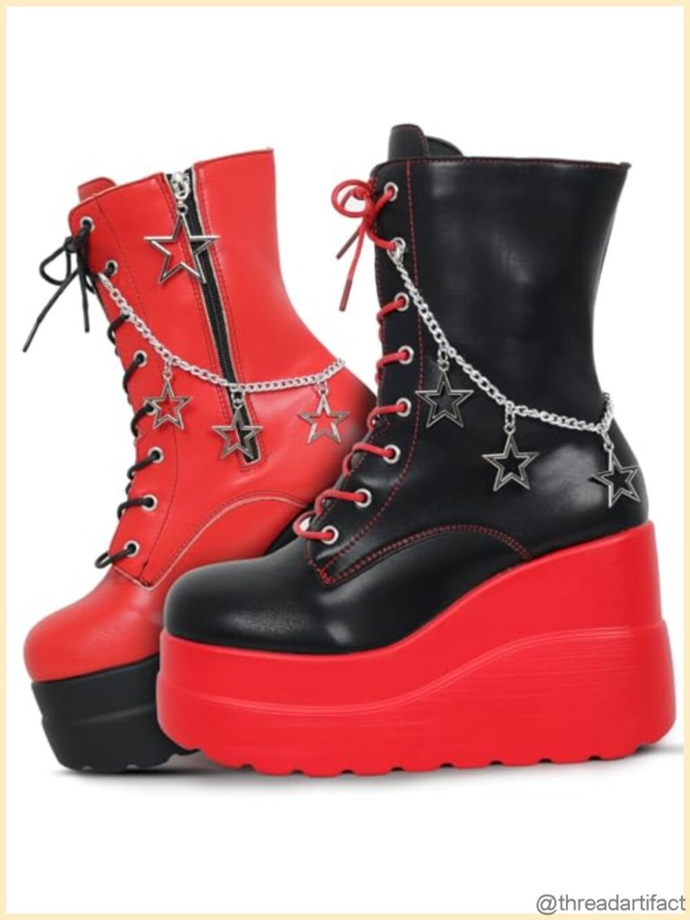 Women's Faux Leather Platform Combat Boots Chunky Heel Ankle Booties Side Zip